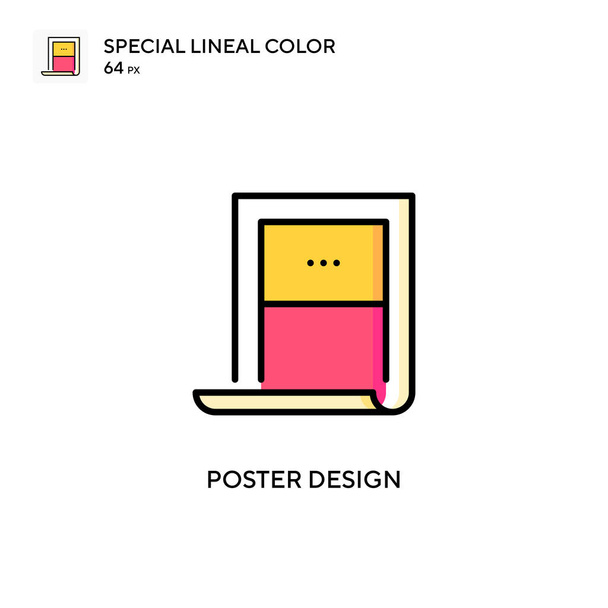 Poster design soecial lineal couleur vecteur icône. Modèle de conception de symbole d'illustration pour l'élément d'interface utilisateur mobile Web. - Vecteur, image