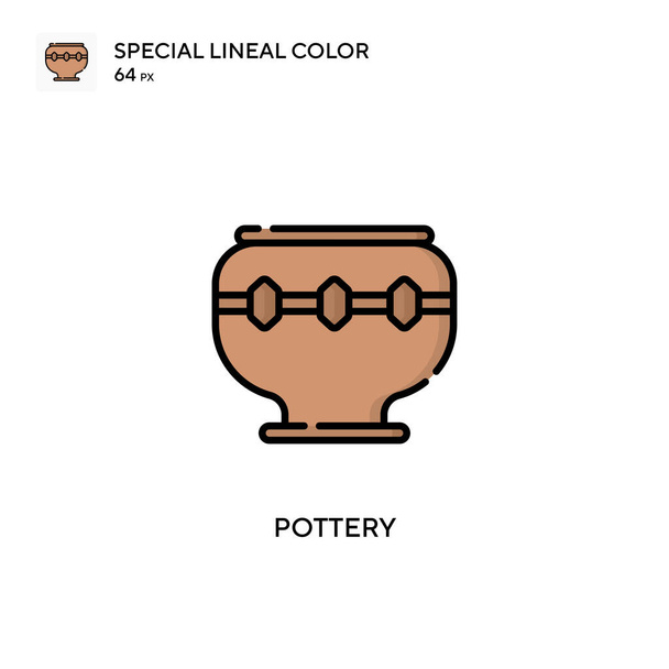 陶器の社会的な線形カラーベクトルアイコン。WebモバイルUI要素のイラストシンボルデザインテンプレート. - ベクター画像