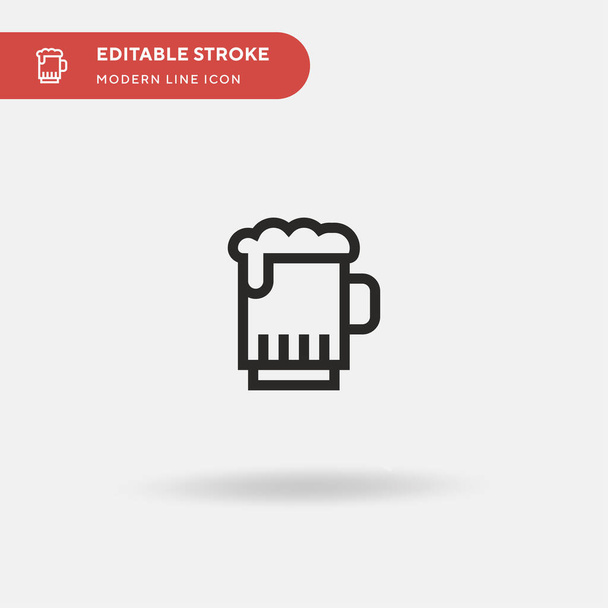 Tasse à bière Icône vectorielle simple. Modèle de conception de symbole d'illustration pour l'élément d'interface utilisateur mobile Web. Pictogramme moderne de couleur parfaite sur coup modifiable. Tasse à bière icônes pour votre projet d'entreprise - Vecteur, image