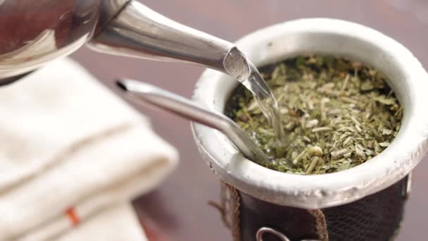 Mate is a hot drink typical of Argentina and Uruguay prepared with yerba and hot water. - Footage, Video