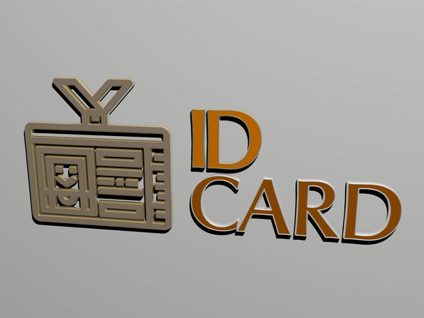 ID CARD icoon en tekst op de muur, 3D illustratie voor achtergrond en ontwerp - Foto, afbeelding