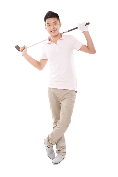 	Male golfer with club over shoulders	 - Foto, Bild