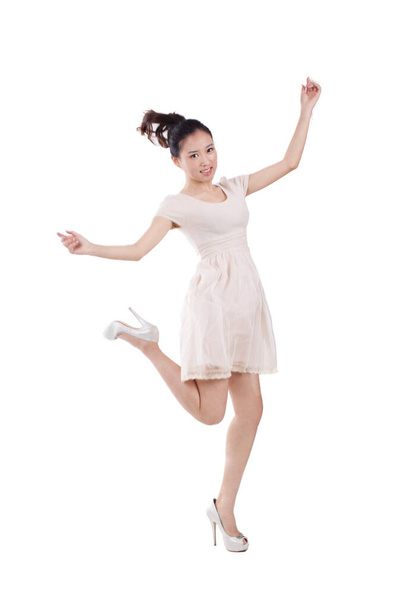 	Young woman jumping,smiling	 - Valokuva, kuva