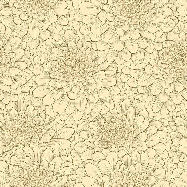 schönes nahtloses Muster mit handgezeichneten Blumen in Vintage-Farben - Vektor, Bild