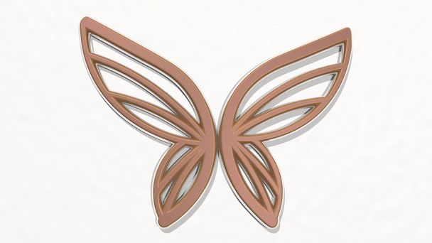 butterfly 3D drawing icon, 3D illustration for background and beautiful - Photo, Image