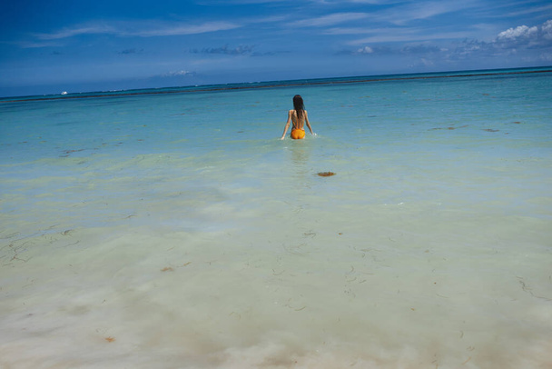 mladá krásná žena pózující na pláži, cestování       - Fotografie, Obrázek