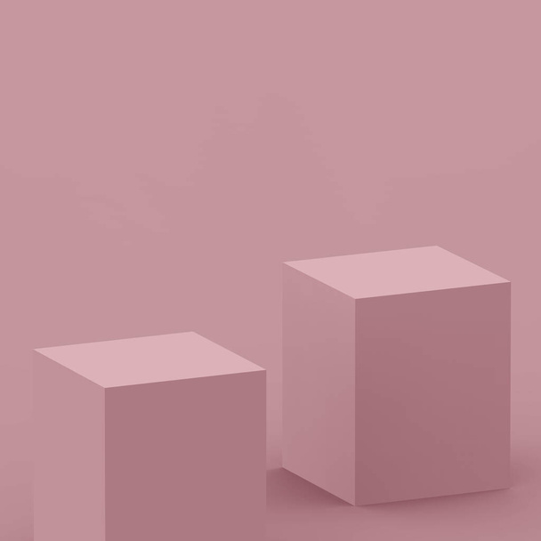 3d violet mauve kubus en box podium minimale scene studio achtergrond. Abstract 3D geometrische vorm object illustratie renderen. Natuurlijke kleurtonen. - Foto, afbeelding