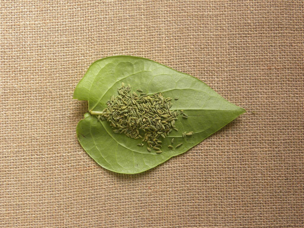 Color verde Betel quid o Paan con semillas de hinojo - Foto, imagen