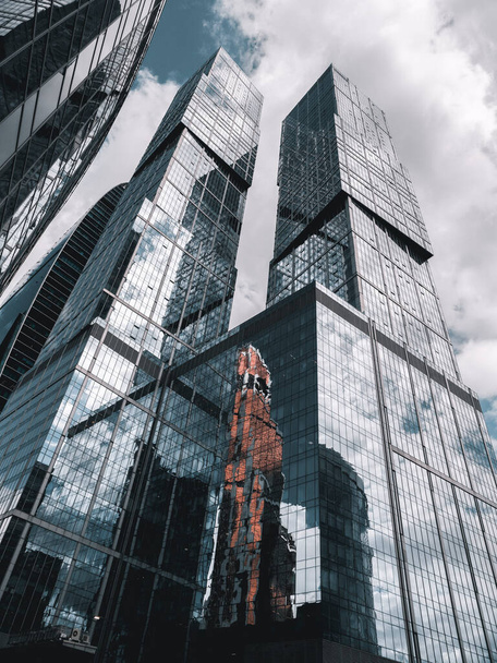 Russia, Moscow, July,31 2020. Mirror Moscow city skyscrapers. - Valokuva, kuva