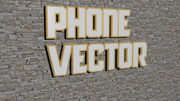 texte vectoriel téléphone sur mur texturé, illustration 3D pour mobile et entreprise - Photo, image