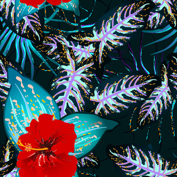 Tropical Leaf. Modern Motif. Jungle Print. - Διάνυσμα, εικόνα