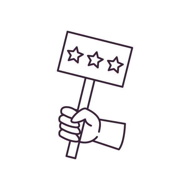 bannière de maintien de la main avec des étoiles design vectoriel icône de style ligne - Vecteur, image