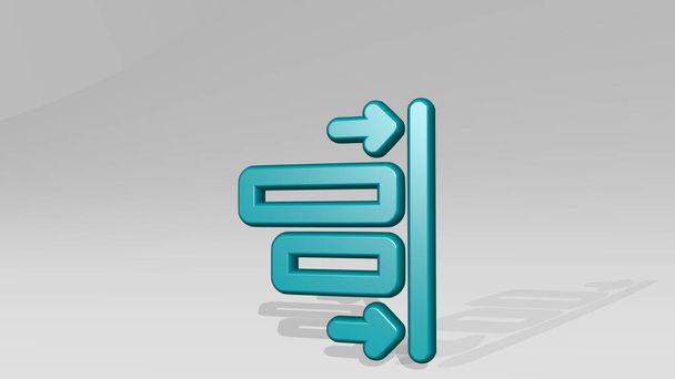 ALIGN RIGHT MOVE 3D icon casting shadow, 3D illustration for background and alignment - Photo, Image