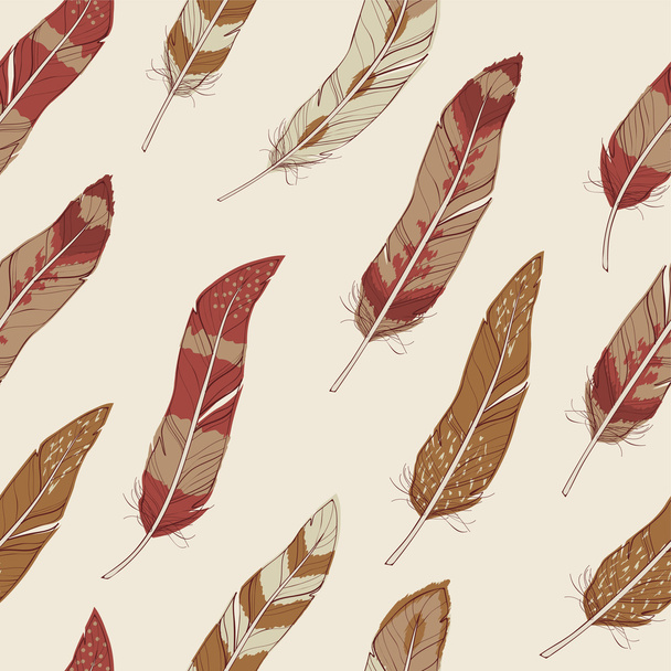 Vector seamless pattern with feathers - Вектор, зображення