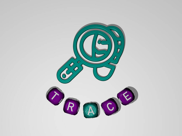 TRACE text around the 3D icon, 3D illustration for background and abstract - Photo, Image