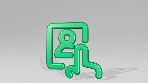 JOB SEACH PROFILE 3D ikon döküm gölgesi, iş ve konsept için 3B illüstrasyon - Fotoğraf, Görsel