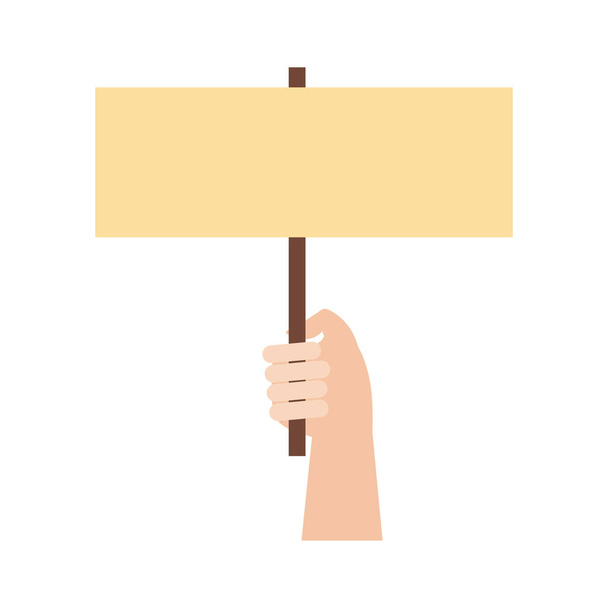 hand human with protest banner flat style icon - Vector, Image