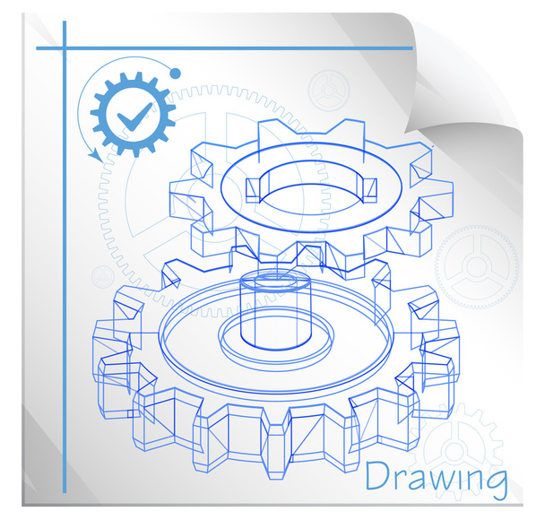 Technical Drawing of Machine Part - Vector, Imagen