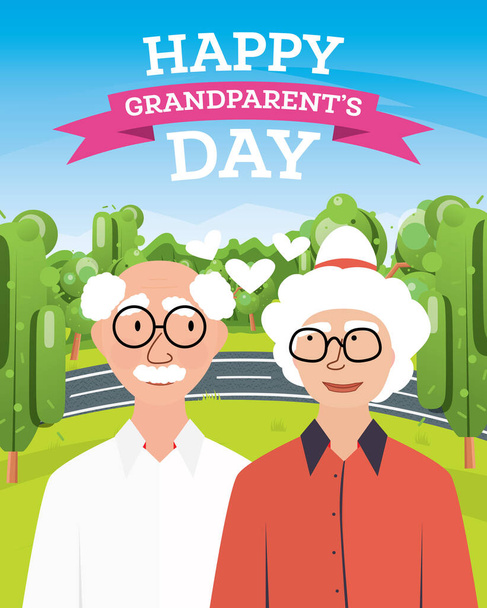 Happy Grandparents Day. Vector Illustration. Greeting Postcard. - Διάνυσμα, εικόνα
