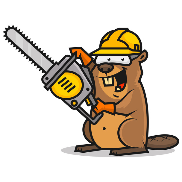 Beaver holds chainsaw - Vector, Image
