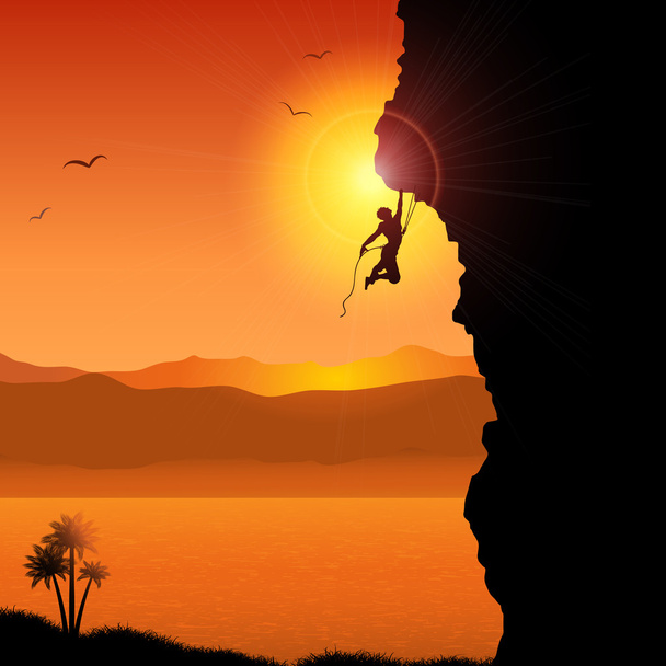 Extreme rock climber - Vector, Image
