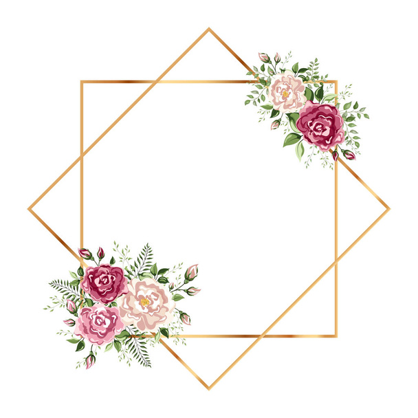 Geometrical polyhedron with flowers - Vector, afbeelding