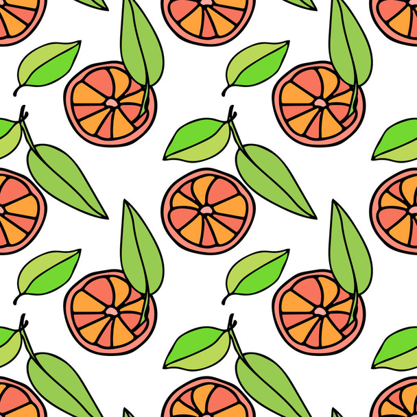 Naadloos patroon van Oranje Afbeelding op een witte achtergrond en kleur achtergrond.Vector. - Vector, afbeelding