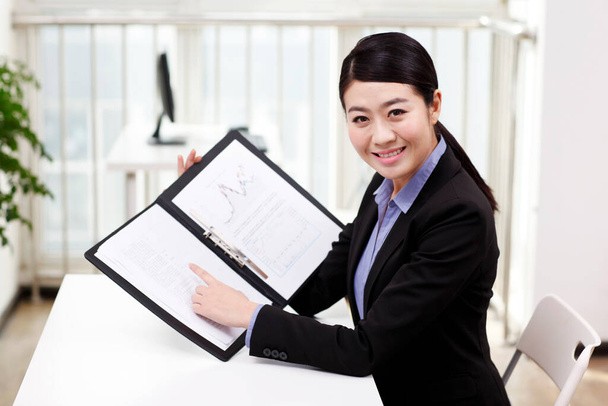 	Businesswoman holding a portfolio	 - Zdjęcie, obraz