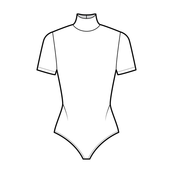 Балет стретч-футболка черепашкового костюма технічна модна ілюстрація з короткими рукавами. Плоский одяг
 - Вектор, зображення