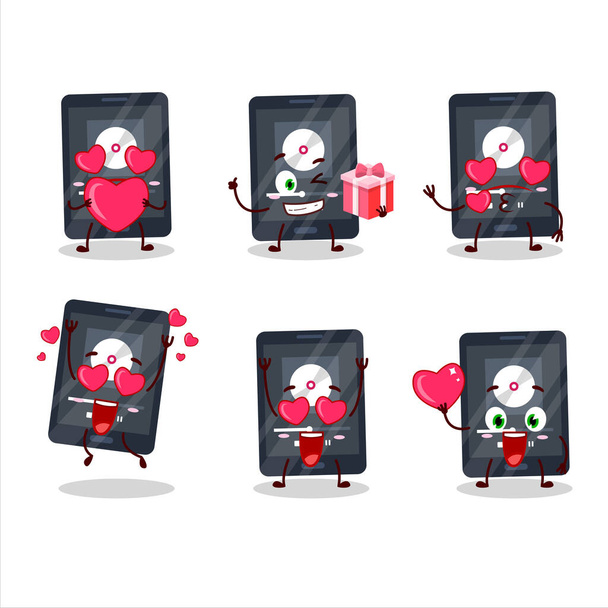 Ipod music cartoon character with love cute emoticon - Vector, Imagen