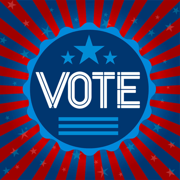 Wahlplakette mit amerikanischen Farben. Präsidentschaftswahlen - Vektor, Bild