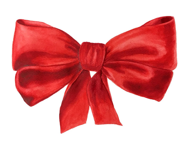 Realistic vintage watercolor red bow - Photo, Image