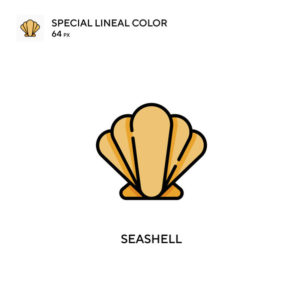 Seashell Icono especial de vector de color lineal. Plantilla de diseño de símbolo de ilustración para elemento de interfaz de usuario móvil web. - Vector, imagen
