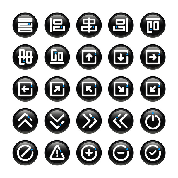 Чорне коло накреслює піктограми для знака і символу
. - Вектор, зображення