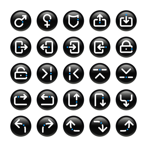 Schwarzer Kreis umreißt Symbole für Zeichen & Symbol. - Vektor, Bild