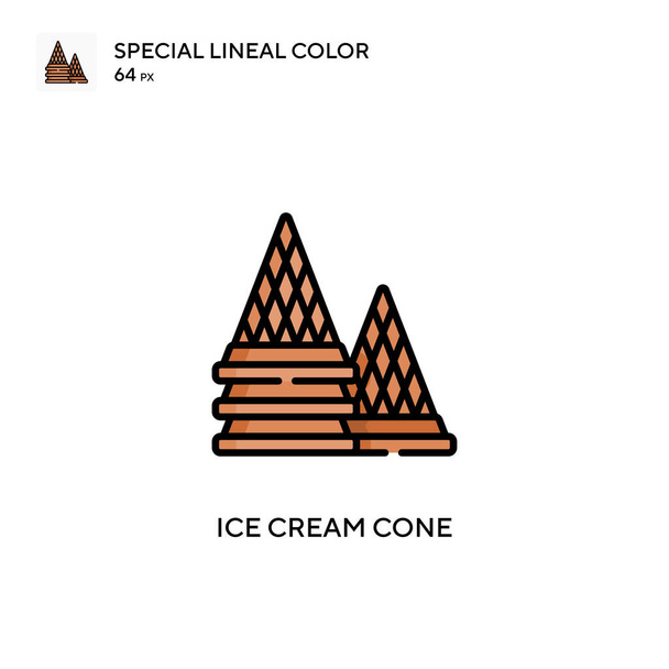Cono gelato Speciale icona vettoriale a colori lineari. Modello di disegno simbolo illustrazione per elemento web mobile UI. - Vettoriali, immagini