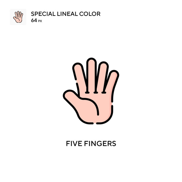 Пять пальцев Специальный линейный вектор цвета значок. Шаблон оформления символов иллюстрации для веб-мобильного пользовательского элемента. - Вектор,изображение