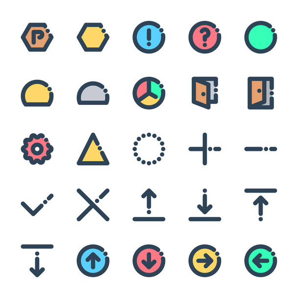Iconos de contorno de color rellenos para signo y símbolo. - Vector, imagen