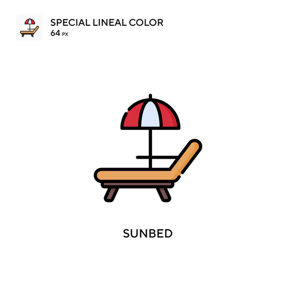 Сонячне ліжко Спеціальний лінійний колір вектор значок. Шаблон дизайну символів ілюстрації для елемента інтерфейсу мобільного
. - Вектор, зображення