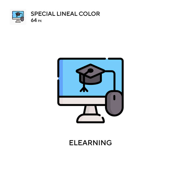 Elearning Specjalna ikona wektora kolorów liniowych. Ilustracja szablonu projektu symbolu dla mobilnego interfejsu WWW. - Wektor, obraz