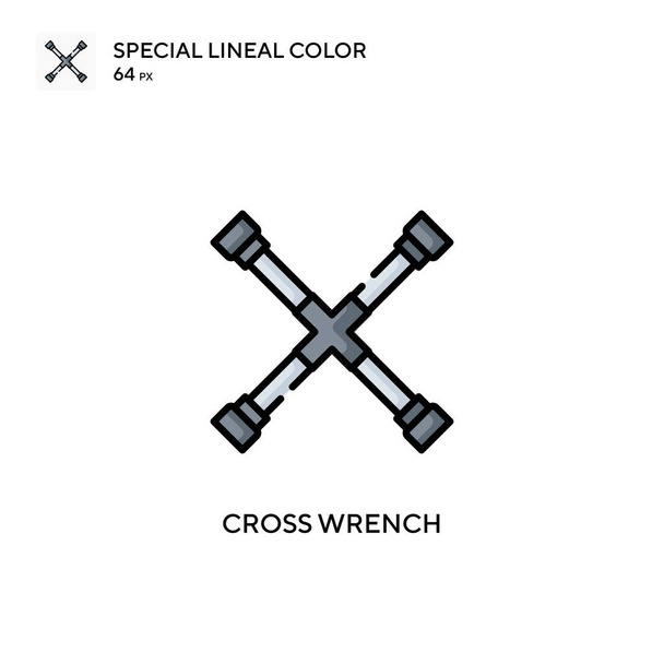 Kreuzschlüssel Spezielles lineares Farbvektorsymbol. Illustration Symbol Design-Vorlage für Web-mobile UI-Element. - Vektor, Bild
