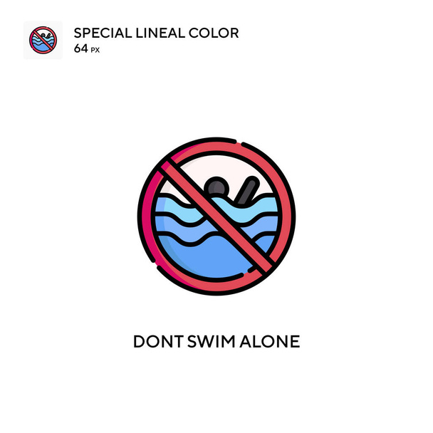 Nicht allein schwimmen Spezielles lineares Farbvektorsymbol. Illustration Symbol Design-Vorlage für Web-mobile UI-Element. - Vektor, Bild