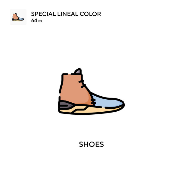 Sapatos Ícone vetorial de cor linear especial. Modelo de design de símbolo de ilustração para elemento web mobile UI. - Vetor, Imagem