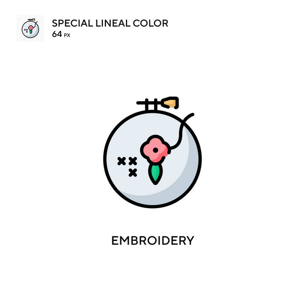 Bordado Ícone vetorial de cor linear especial. Modelo de design de símbolo de ilustração para elemento web mobile UI. - Vetor, Imagem