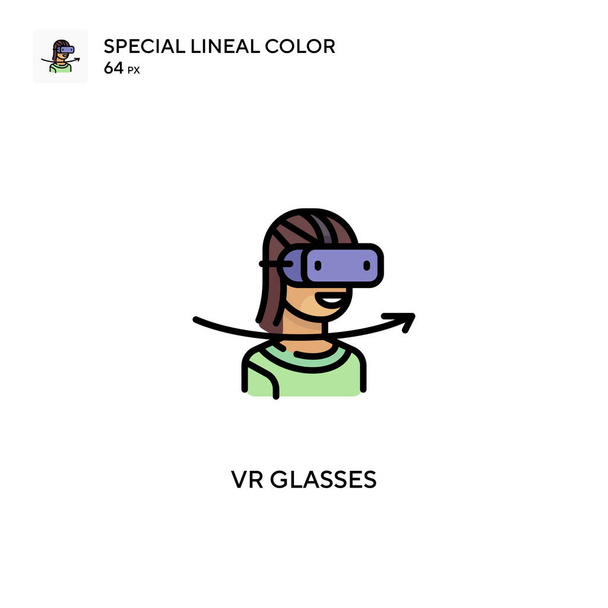 VR gözlükleri özel doğrusal renk vektör simgesi. Web mobil UI ögesi için resimleme sembolü tasarım şablonu. - Vektör, Görsel