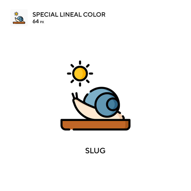 Slug Icono especial de vector de color lineal. Plantilla de diseño de símbolo de ilustración para elemento de interfaz de usuario móvil web. - Vector, Imagen