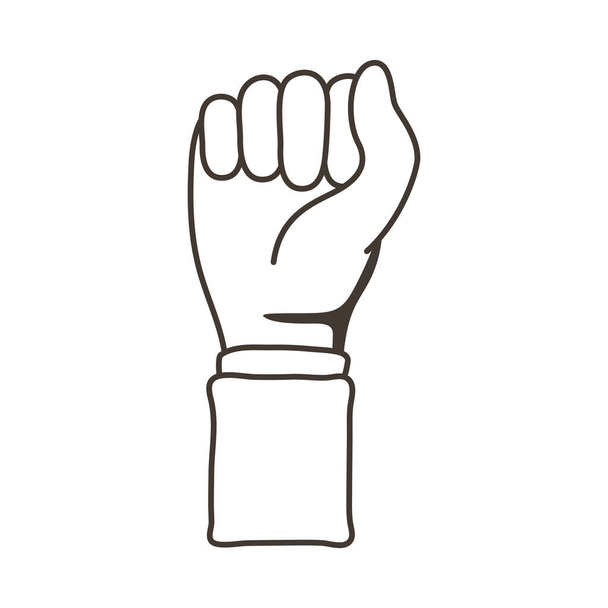 afro kéz emberi ököl tiltakozó vonal stílus - Vektor, kép