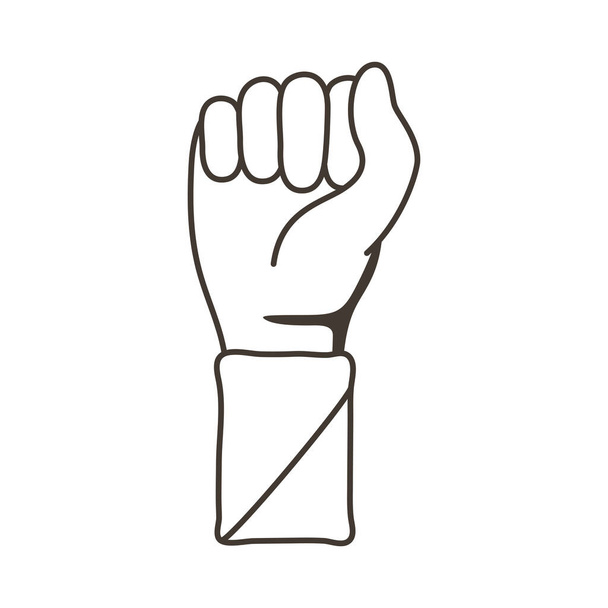 ラインスタイルに抗議する人間の拳を - ベクター画像
