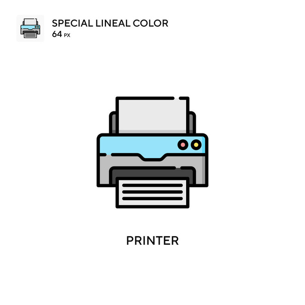 Impresora Icono especial de vector de color lineal. Plantilla de diseño de símbolo de ilustración para elemento de interfaz de usuario móvil web. - Vector, imagen