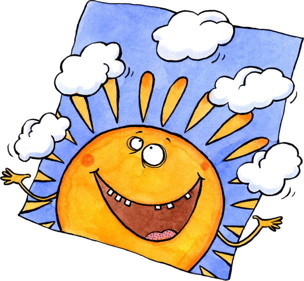 Smiling sun juggling clouds - Foto, Imagen
